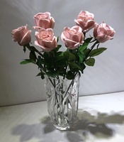 Vente en gros, fleurs en latex de haute qualité, toucher réel, blanc, rose, toucher réel, roses simples pour les décorations de mariage à domicile, O-X308