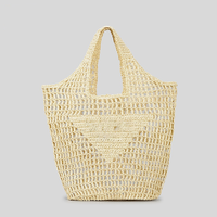Sac fourre-tout en paille de raphia à lettres creuses personnalisées avec logo de marque 2024, sac à main de plage en papier tendance pour femmes