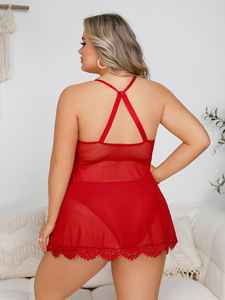 Nieuwe Aankomst Odm Sexy Transparante Kanten Nachthemd Plus Size Erotische Lingerie Voor Vrouwen Verleiding Voor Dikke Vrouwen - Product Image 2