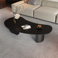 Table basse moderne et durable Haavk, écologique, pour petits appartements, style minimaliste, luxe, marbre artificiel noir, meubles pour la maison