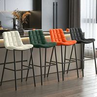 Chaises de bar de cuisine modernes en gros, tabouret de bar de haute qualité en cuir orange avec pieds en métal