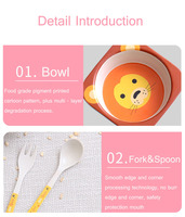 Ensemble de vaisselle pour enfants en fibre de bambou, assiette divisée, bol, tasse, fourchette, cuillère, sans BPA, vaisselle pour tout-petits, 5 pièces