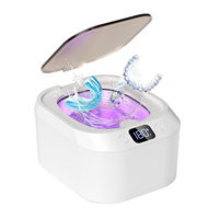 Portable Ultrasonic Retainer Cleaner 48KHz Electric Sonic Cleaner with UV Function for Dentures Aligners Jewelry