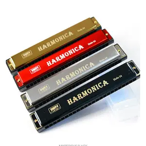 Cheap price 24 Hole metal Stainless Steel musical instrument toy Harmonica for sale with high quality