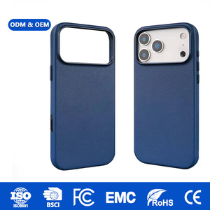 Funda de Teléfono Delgada de Cuero Genuino Marrón de Primera Calidad OEM para iPhone 17 Pro Max, Compatible con Anillo Magnético, Ajuste Delgado - Product Image 1