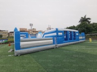 Nouveau parc d'attractions gonflable Leap à usage commercial, en PVC, 20x20m, avec toboggan, mur d'escalade et parcours d'obstacles mécanique Wipeout