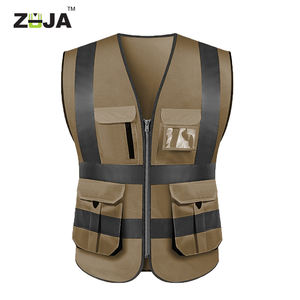 ZUJA بالجملة متعددة الوظائف البني جيوب متعددة عالية فيس عاكس سترة سلامة العمال - Product Image 2