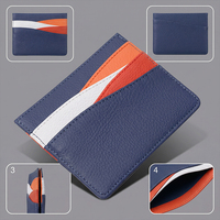 Porte-cartes en cuir avec logo personnalisé, minimaliste, organiseur de cartes de crédit, petit étui à cartes pour hommes