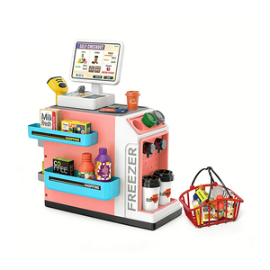 Juguete de rol de supermercado: Caja registradora, escáner, carrito de compras, juguetes educativos para niños - Product Image 1