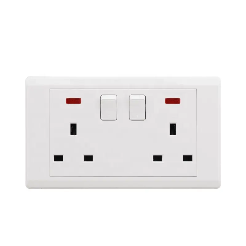 VGT Wall Socket UK Standard Single Pole Double 13A Switch Socket With Neon socket and switch electrical