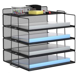 Étagère murale en métal à cinq niveaux pour journaux et magazines, support de classement A4, rangement de bureau - Product Image 1