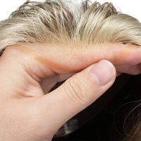 Q6 Style 100% cheveux humains avec cheveux surlignés hommes toupet naturel avant délié cheveux remplacement prothétique pour hommes
