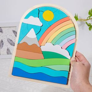 Juguete de Madera Creativo, Nuevo Rompecabezas 3D con Diseño de Flores y Arcoíris, para Niños Pequeños - Product Image 6