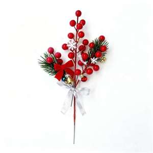 Branche de baies rouges artificielles ultra-réalistes, décoration de Noël, de Pâques, de mariage, pour vase, ornement de maison - Product Image 3