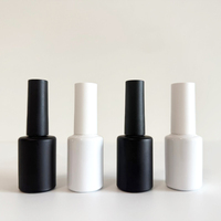 Flacon de vernis à ongles vide en verre cylindrique de luxe 10ml 15ml, impression sérigraphiée, design givré, bouchon facile à ouvrir, pinceau, emballage carton - Vente en gros
