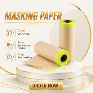 Papier de masquage pré-adhésif, 6'' x 50 pieds, papier de protection adhésif pour peintres, pour couvrir les voitures - Product Image 4