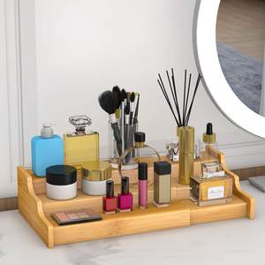 Portaspezie in Bambù a <span class=keywords><strong>3</strong></span> Ripiani Espandibile, Design Multifunzionale, Mensola a Gradini Estensibile per Cucina con Incisione Laser - Product Image 3