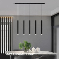 Lustre LED industriel nordique pour restaurant Tube en aluminium ultra-mince petite lampe suspendue forme longue