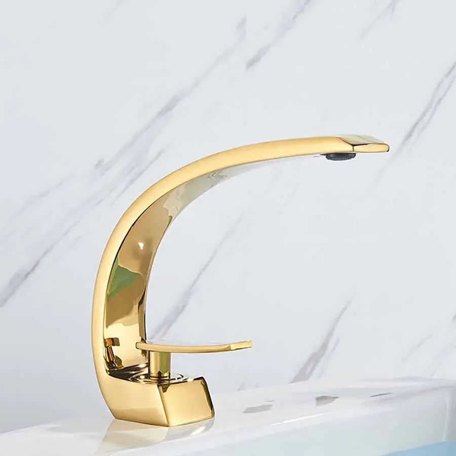 Chrome và nhiều màu Brass phòng tắm vòi nước lưu vực bồn rửa vòi đơn xử lý lạnh và nóng Mixer vòi đẹp đường cong thiết kế