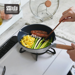 Shimoyama Nhôm 20Cm Chảo Với Thủy Tinh Nắp Nấu Ăn Không Dính Chảo Với Dài Tay Cầm Bằng Gỗ - Product Image 4