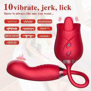 Vibratore a 10 Frequenze per Donne, Stimolatore per Capezzoli e Clitoride, Masturbatore Femminile, Dildo con Lingua Vibrante a Forma di Rosa - Product Image 1