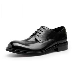 Zapatos de cuero informales de negocios para hombre - zapatos de cuero vacuno con punta redonda, lavados y desgastados, zapatos de cuero hechos a mano y diseñados - Product Image 3