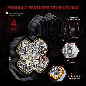 Luces LED de Niebla de 4 Pulgadas y 50W, Luz de Conducción Diurna Ámbar DRL para Camionetas Todoterreno 4x4, UTV, SUV, ATV, 9000LM, 12V, Resistentes al Agua, Luz de Trabajo - Product Image 2