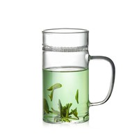 12Oz 350Ml stocké tasse en verre de taille différente tasse infuseur à thé en verre avec poignée colorée service à café et à thé