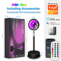 Lampe LED intelligente effet coucher de soleil avec contrôle via application et télécommande vocale, synchronisation musicale pour une ambiance romantique à la maison, projecteur d'atmosphère arc-en-ciel