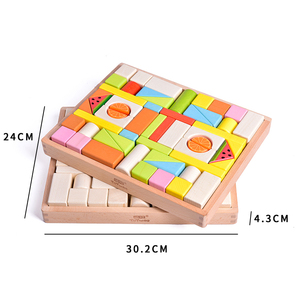 Children 55 Pcs Beech Wooden Building Blocks Sets Diy Stacking Makeup Kit Games Montessori Educational Toys for Kids Boys Girls - Product Image 5