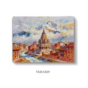 Arte <span class=keywords><strong>de</strong></span> Pared en Lienzo con Paisaje del Himalaya <span class=keywords><strong>de</strong></span> Nepal, Pintura <span class=keywords><strong>de</strong></span> Montaña y Templo, Decoración Enmarcada para Sala <span class=keywords><strong>de</strong></span> Estar y Dormitorio - Product Image 4