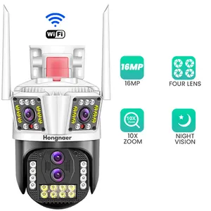 Vente en gros de kit d'action et d'alarme sans fil HD 16MP P2P Wifi Vision de nuit CCTV Objectif à 4 caméras Caméra IP à 3 scènes avec rotation PTZ