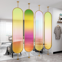Paravent de luxe en acier inoxydable Homedeco, cloison transparente courbe, écran pliant Art Déco pour salle à manger, salon, hôtel