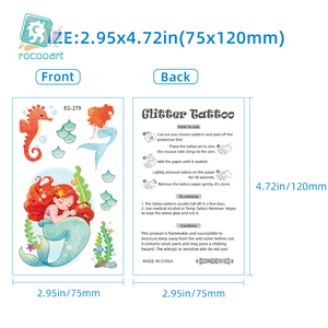 Glitter scintillante per bambini tatuaggi temporanei da <span class=keywords><strong>sirena</strong></span> per feste di compleanno bomboniere per ragazze forniture per feste per bambini - Product Image 3