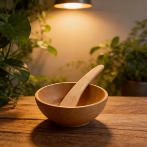 Layanan Ukuran & Branding Khusus Mangkuk Rias Bambu Mangkuk Kosmetik Dengan Set Spatula Pipih - Product Image 4