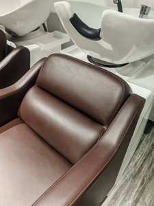 Sillón de Lavacabezas Cómodo y Ajustable con Tazón de Cerámica, Estructura de Madera Moderna y Alta Densidad para Salón de Belleza y Hotel - Product Image 3