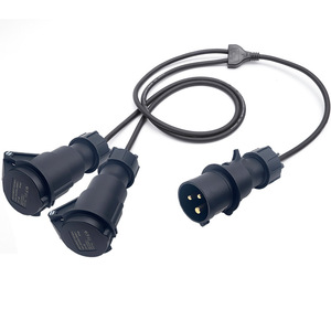 16A Waterproof Power <b>Plug</b> 1 To 2 Splitter Cable For Stage Lighting Beam <b>Lights</b> European <b>Plug</b> IP65 250V - Product Image 1