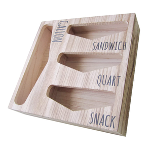 High quality bamboo food bag storage box ziplock storage organizer dispenser