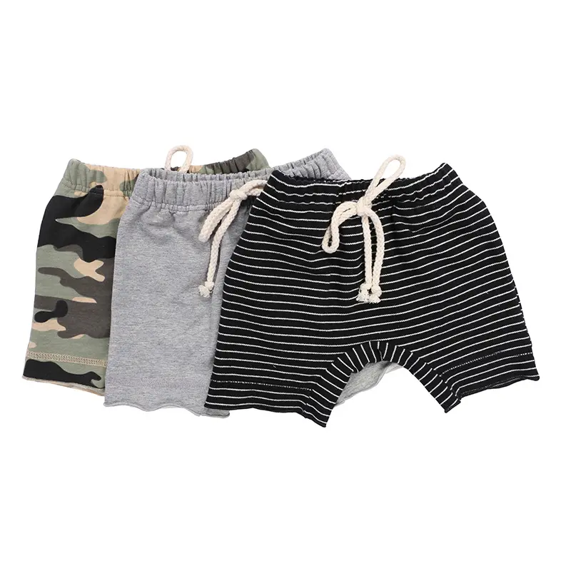 Custom Summer Baby Boy Shorts Wholesale Casual Kids Shorts Children Boutique Boy's Shorts OEM Service Solid Mid Bow Knitted