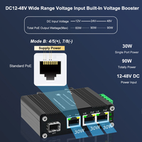Mini Switch Industrial PoE+ Gigabit de 3 Puertos con Uplink SFP y Amplificador de Voltaje de 12-48VDC para Riel DIN