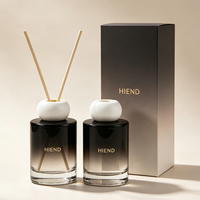 Bouteille en verre cylindrique noire à base épaisse pour diffuseur de parfum, 50ml, 100ml, 150ml, 180ml, récipient vide pour huiles parfumées et bâtonnets en rotin