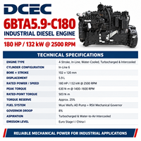 Prix d'usine SCDC DCEC Série de moteurs diesel Cum 6B 6BT 6BTA5.9 6BTAA5.9 6BTA5.9-C180 pour chargeuses de machines de construction