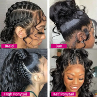 Péruque Frontale 13x6 HD en Cheveux Humains, Péruque en Cheveux Bruts à Cuticules Alignées, Péruque Frontale HD, Péruques 360 Full Lace pour Femmes Noires