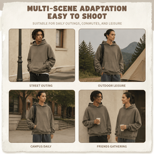 <b>Men</b> Retro Washed Hoodie Sweatshirt 100 Cotton Oversized Streetwear <b>Pullover</b> Raw Edge Splicing Autumn Winter Wholesale OEM - Product Image 2