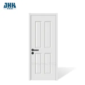 JHK-004P White Primer Smooth 4 Panel Top Square mdf door price White primed door panels for sale interior door white Modern