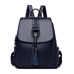 Women's Fashion High Quality <b>Leather</b> <b>Backpacks</b> Designer <b>Large</b>-capacity Ladies Solid Color Schoolbags Female Leisure Travel Bag - Product Image 6