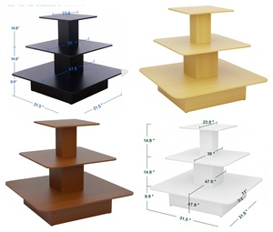Table de présentation carrée à 3 niveaux en MDF noir, écologique et durable, pour bijoux et présentoirs de magasin - Product Image 3