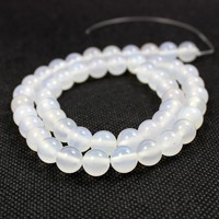 Perles rondes en agate blanche naturelle, fourniture directe d'usine, 6/8/10 mm, perles lisses pour bracelet, collier, bijoux