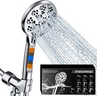 Pomme de douche avec filtre à main haute pression économie d'eau ionique chrome couleur plastique ABS 9 modes de pulvérisation