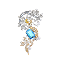 Broche 2026 recommandée, motif sirène, en alliage de cuivre avec placage métallique mixte et embellissement en zircon, thème fantaisie, cadeau pour événements